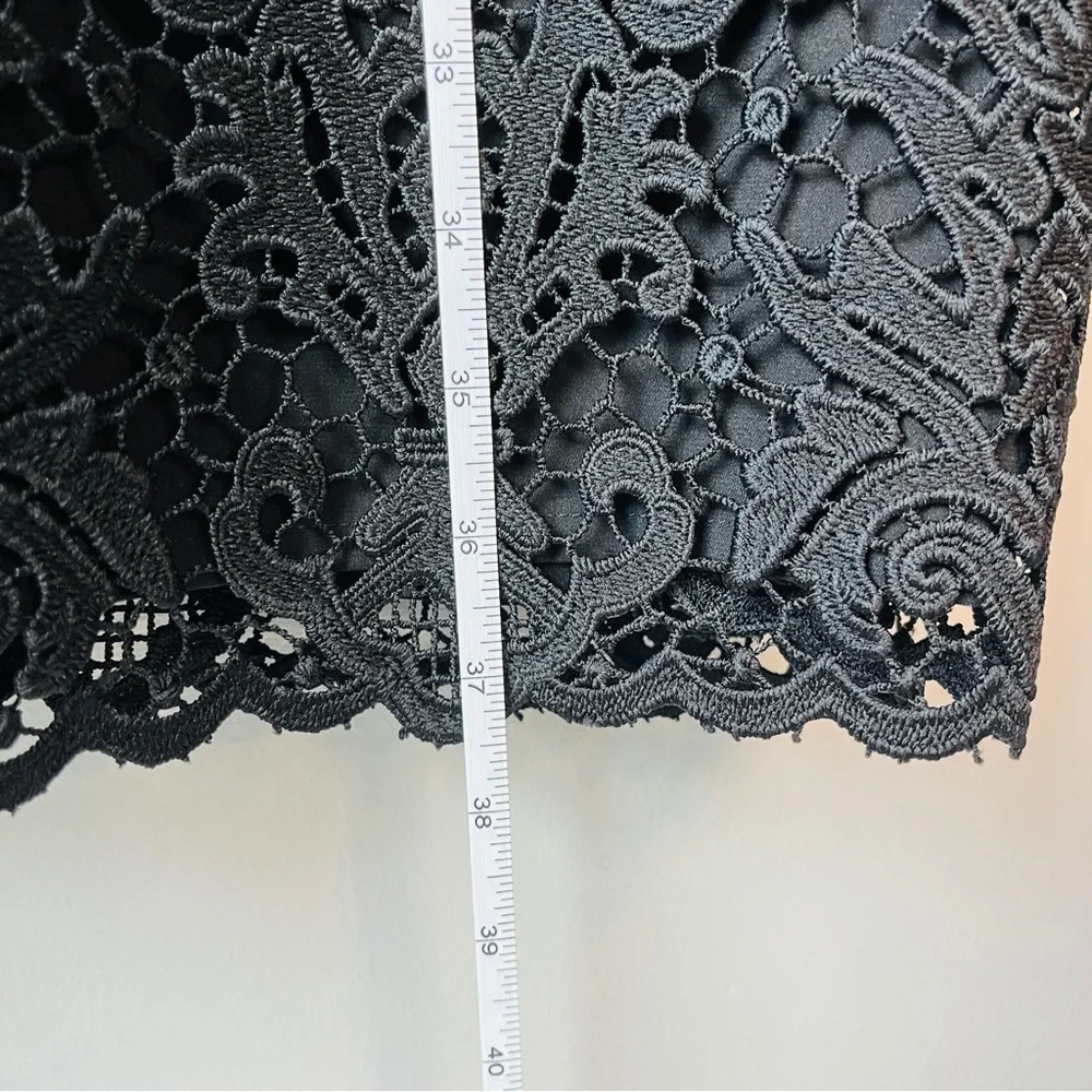 Kate Spade Tapestry Lace Black Ruffle Collar Short Sleeve Dress